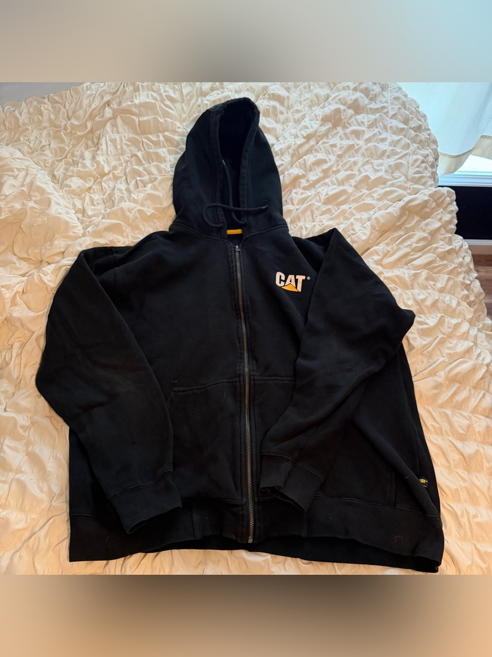 Vintage Cat Workwear black zip up hoodie Size large